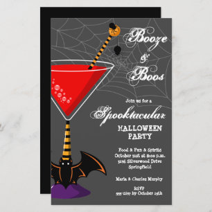Booze et Boos Martini Budget Halloween Invitation