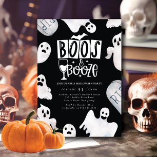 Boozy Ghost Halloween Party Invitation