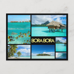 Bora Bora multiple image collage noir carte postal