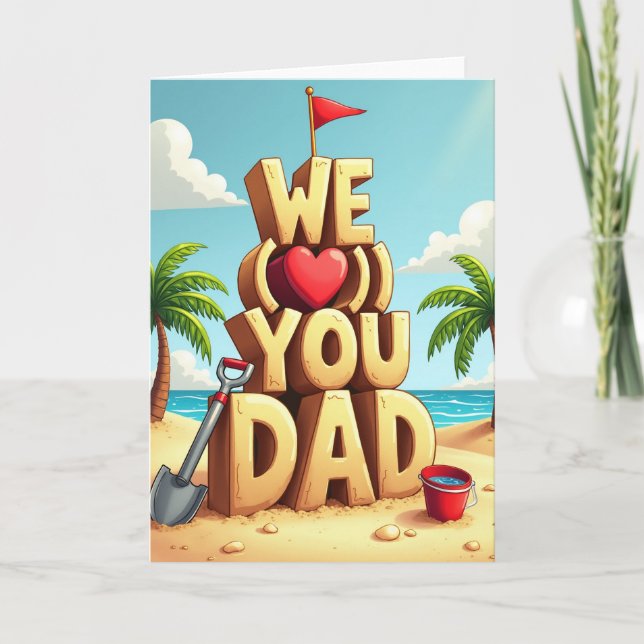Bord de Mer Nous T'Aimons Papa Carte de Sable (Devant)