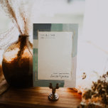 Bord de mer Ocean Glass | Carte de numéro de table<br><div class="desc">Avec de belles touches de pinceau abstraites. Des orteils dans le sable, des vagues qui s'écrasent sur le rivage, une brise estivale chaude, ce combo nous fait rêver de balnéaire ! Des verdure en verre de mer et des neutres brumeux se combinent pour créer une atmosphère paisible de mariage d'été....</div>