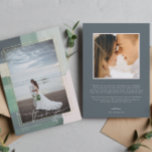 Bord de mer Ocean Glass | Merci photo Mariage<br><div class="desc">Elégant et simple mariage merci carte recto-verso modèle avec un magnifique script "merci" libre qui peut être changé à n'importe quelle couleur. De belles touches de pinceau abstraites encadrent votre photo de cadre complet avec photo et personnalisation supplémentaires sur le dos. Des orteils dans le sable, des vagues qui s'écrasent...</div>