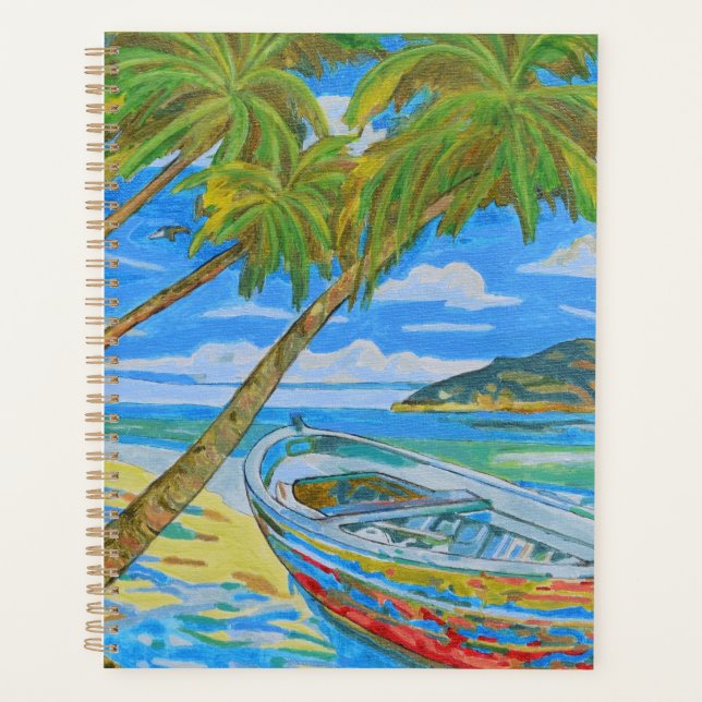 Bord de mer tropical avec bateau  (Devant)