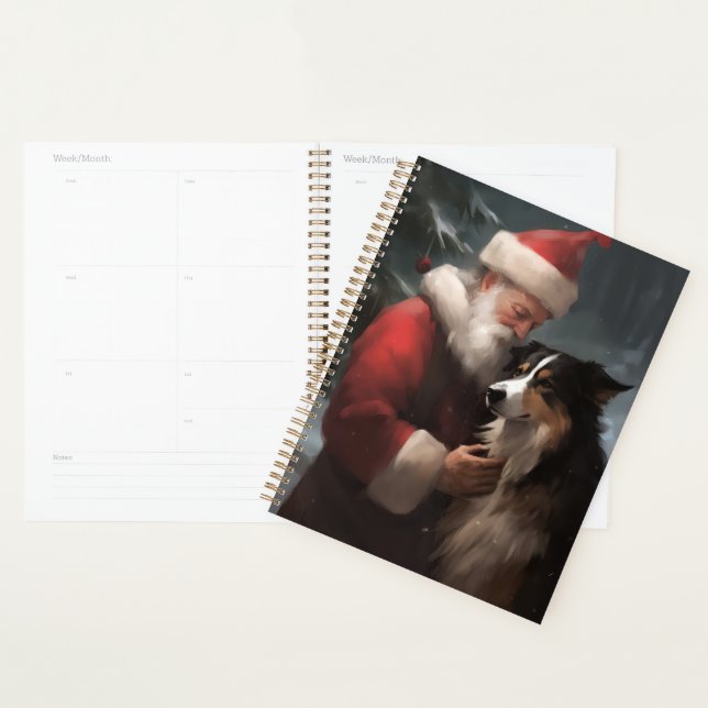 Border Collie avec le Père Noël Fête de Noël (Devant avec enveloppe)
