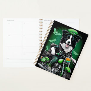 Border Collie Chien Conduisant Vélo St. Patrick's 
