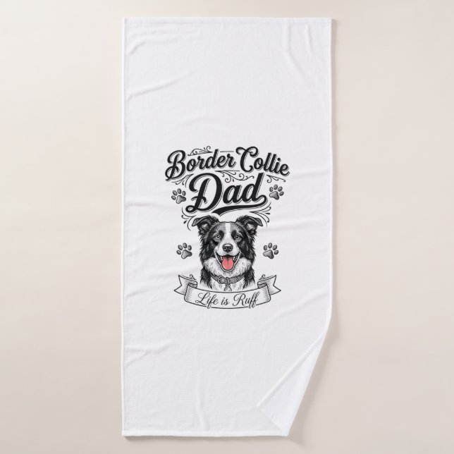 Border Collie Dad Vintage Engraving Dog Shirt Desi (Serviette de bain)