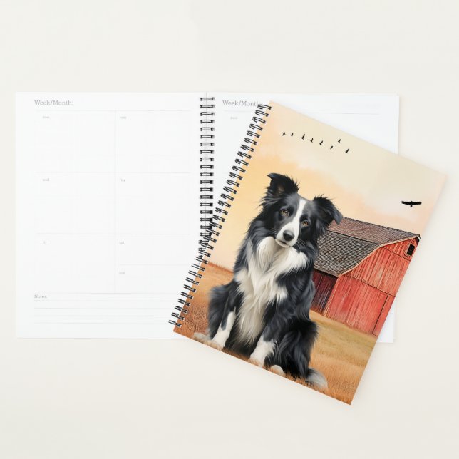 Border Collie Dog Country Western Red Barn (Devant avec enveloppe)