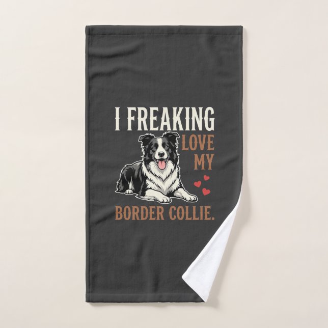 Border Collie drôle d'amour de chien (Serviette à main)