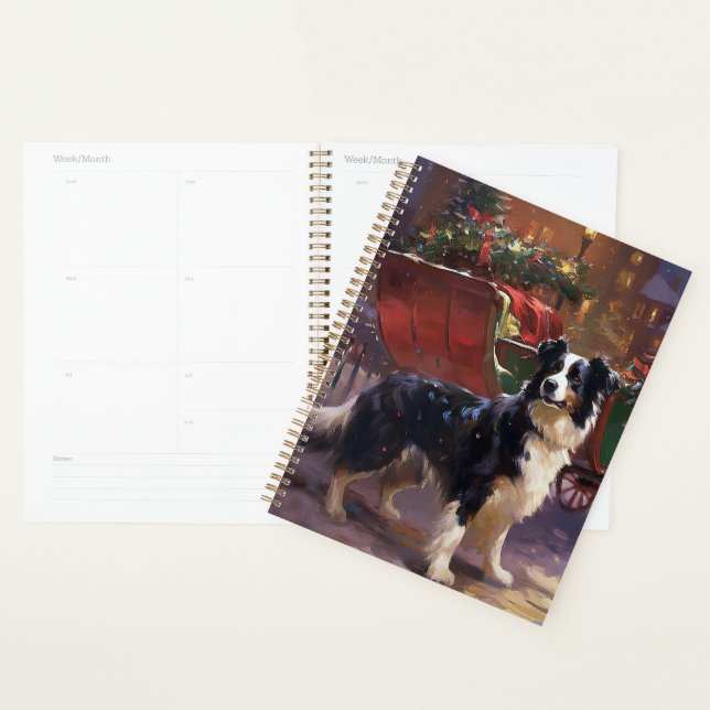 Border Collie Noël Saison Festive (Devant avec enveloppe)