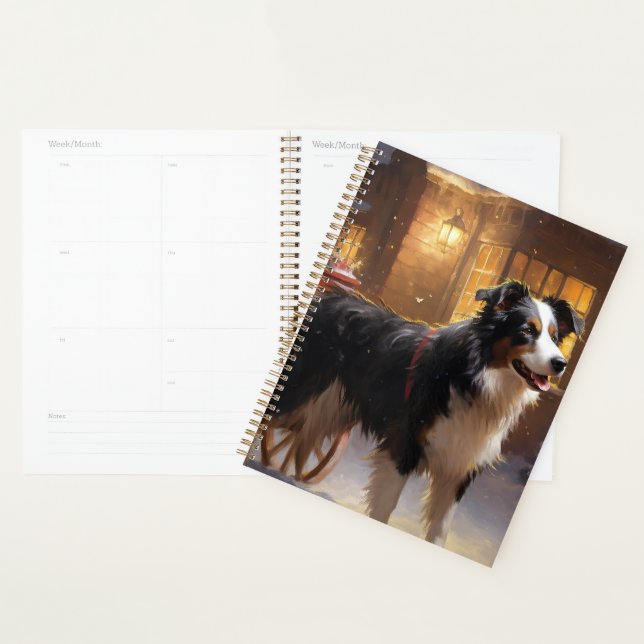 Border Collie Noël Saison Festive (Devant avec enveloppe)
