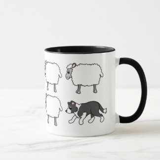 Border collie vivant en troupe la tasse de moutons
