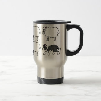 Border collie vivant en troupe la tasse de voyage