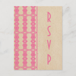 Bordure Art Déco rose Carte postale RSVP