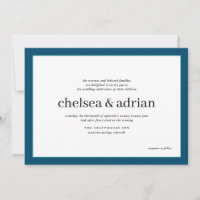 Bordure bleue marine Faire-part de mariage simple