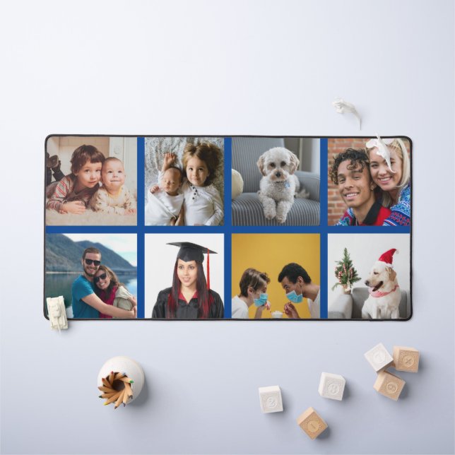 Bordure bleue personnalisée de huit photos (Tableau pour enfants)