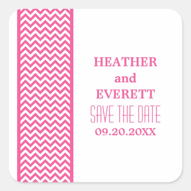 Bordure Chevron rose Enregistrer les stickers Date (Devant)