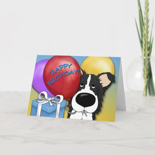 Bordure Collie Carte d'anniversaire (Devant)