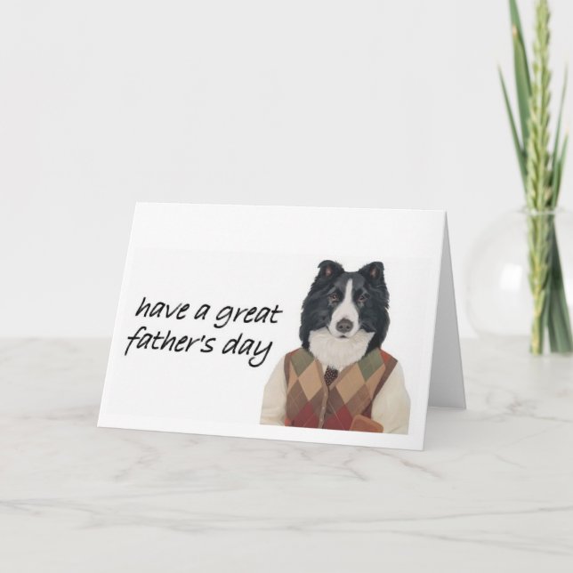 Bordure Collie Carte de voeux~Fête des pères (Devant)