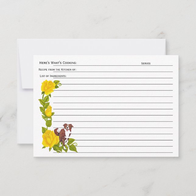 Bordure Collie, Carte Recette Roses Jaunes (Devant)