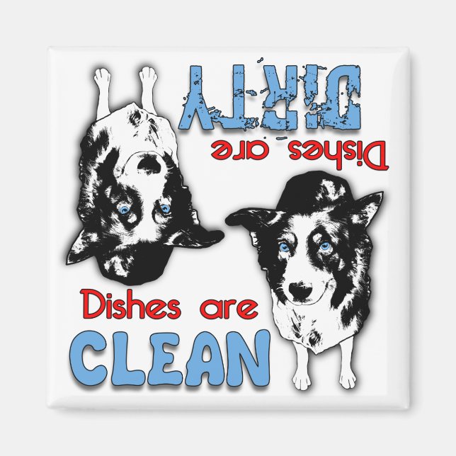 Bordure Collie Cartoon Lave-vaisselle Magnet (Devant)