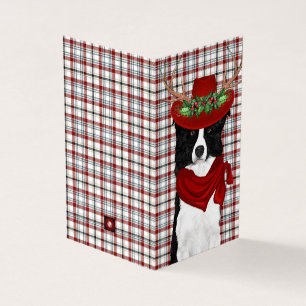 Bordure Collie Chien de Noël avec Western Plaid