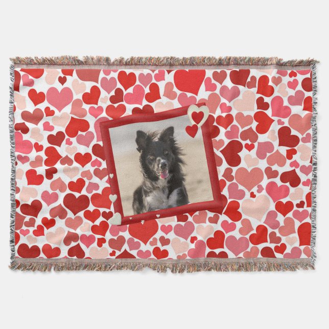 Bordure Collie Coeurs de chien lancer couverture (Devant)