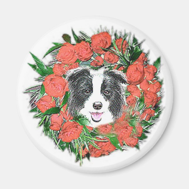 Bordure Collie Magnet de Noël (Devant)