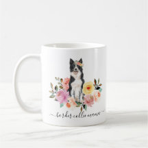 Bordure Collie Maman Floral Café Mug