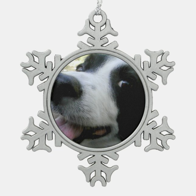 Bordure Collie Ornement de flocon de neige (Devant)