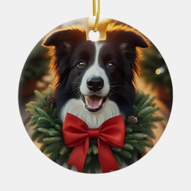 Bordure Collie ornement vacances (Devant)