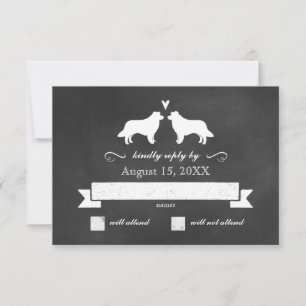 Bordure Collie Silhouettes Mariage Réponse RSVP