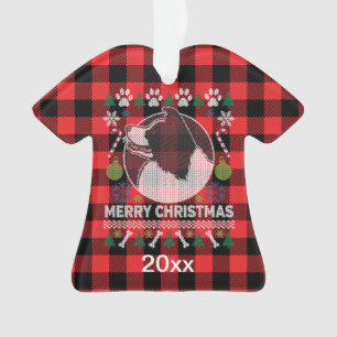 Bordure Collie Vilain Chandail de Noël Plaid rouge