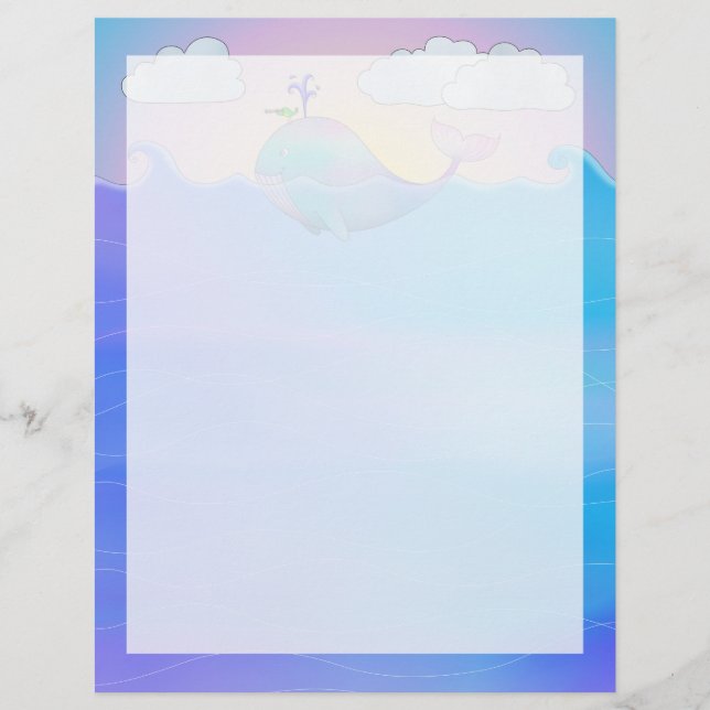 Bordure de baleine - Feuille de papier à lettres d (Devant)