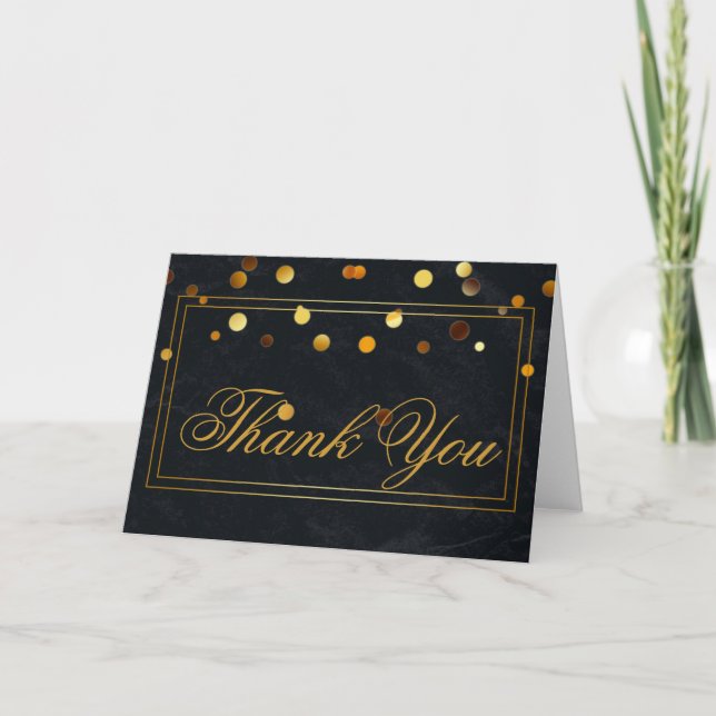 Bordure de bandes de paillettes dorées noir merci (Devant)