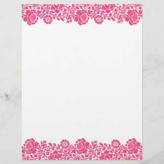 Bordure de Damas florales roses chaudes