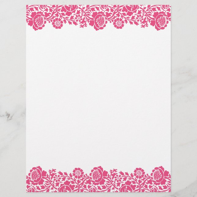 Bordure de Damas florales roses chaudes (Devant)