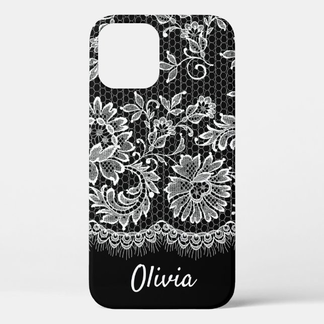 Bordure De Dentelle Blanche Sur coque iphone Coque (Verso)