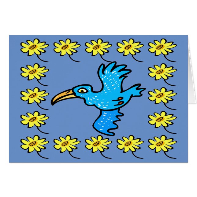 Bordure de fleurs d'oiseau bleu, ajouter du texte, (Devant horizontal)