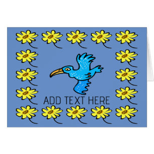 Bordure de fleurs d'oiseau bleu, ajouter du texte,