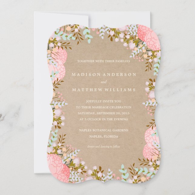 Bordure de fleurs rustiques| Faire-part de mariage (Devant)
