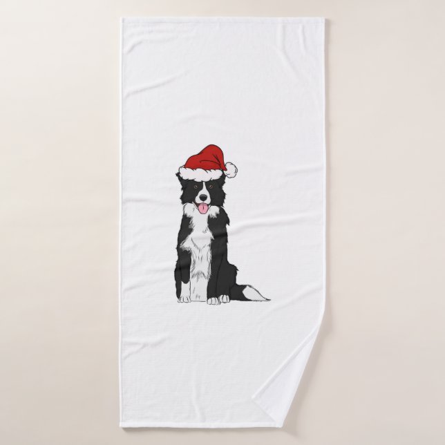 Bordure de Noël Collie (Serviette de bain)