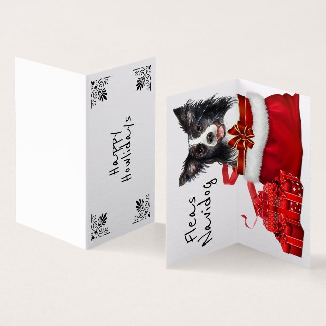 Bordure de Noël Collie Père Noël sac do-it-yoursel (Inside and Outside)