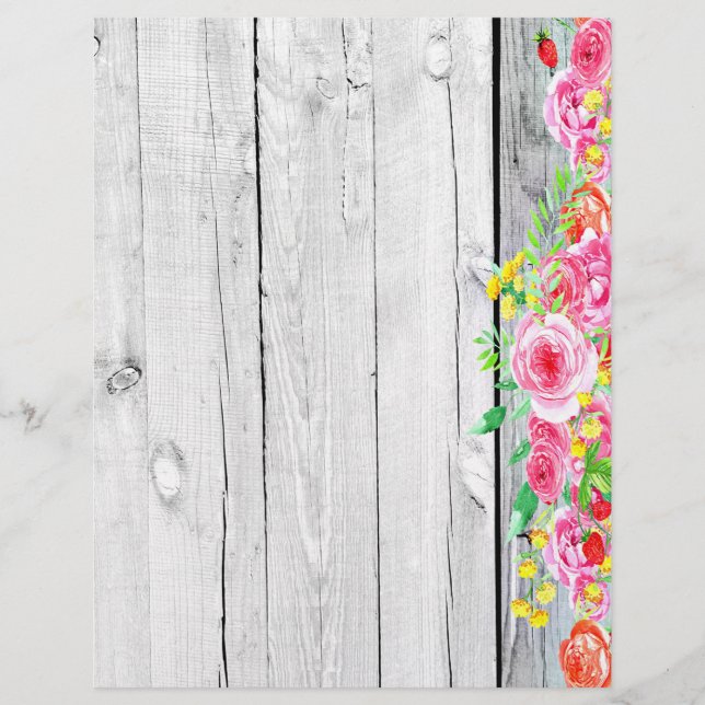 Bordure de rose rose sur bois (Devant)
