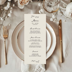 Bordure de vigne florale Menu Mariage manuscrit