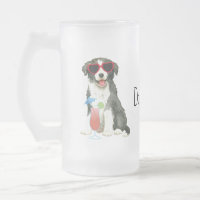 Bordure d'été Collie Verre dépoli Bière Mug