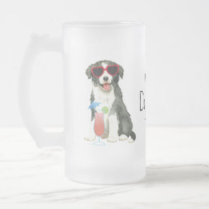 Bordure d'été Collie Verre dépoli Bière Mug