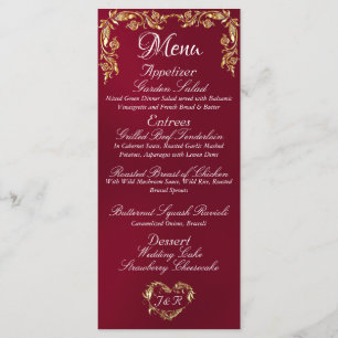 Bordure d'or sur le menu Mariage Bourgogne