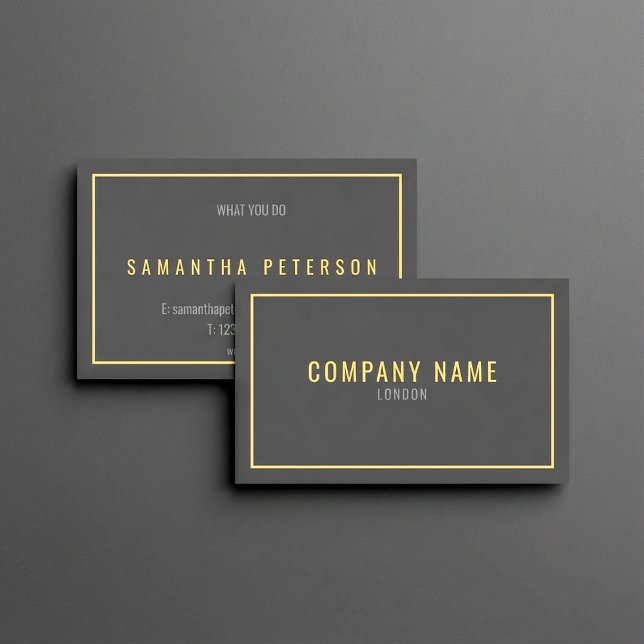 Bordure dorée fine, carte de visite professionnell (Thin gold border, professional business card.)