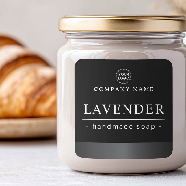 Bordure en satin gris noir logo produit étiquette (Gray satin border black logo product label)