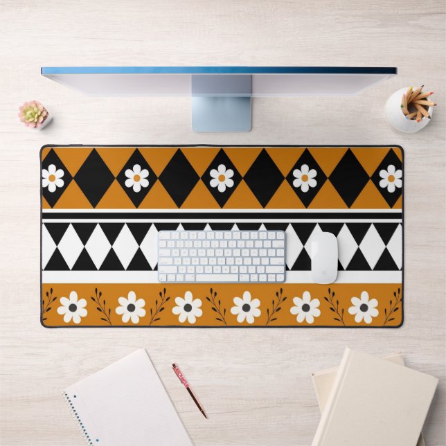 Bordure Fleur Diamant Boho Motif Floral (Bureau 1)